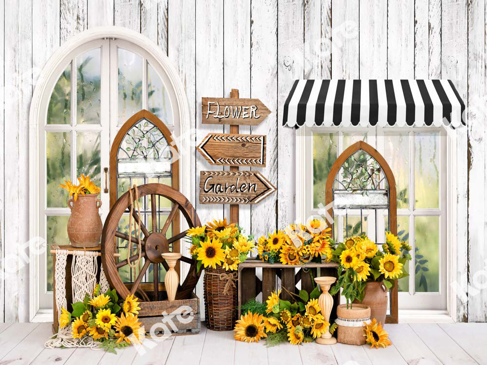 Kate夏のひまわりの背景フラワールームEmetselchデザイン