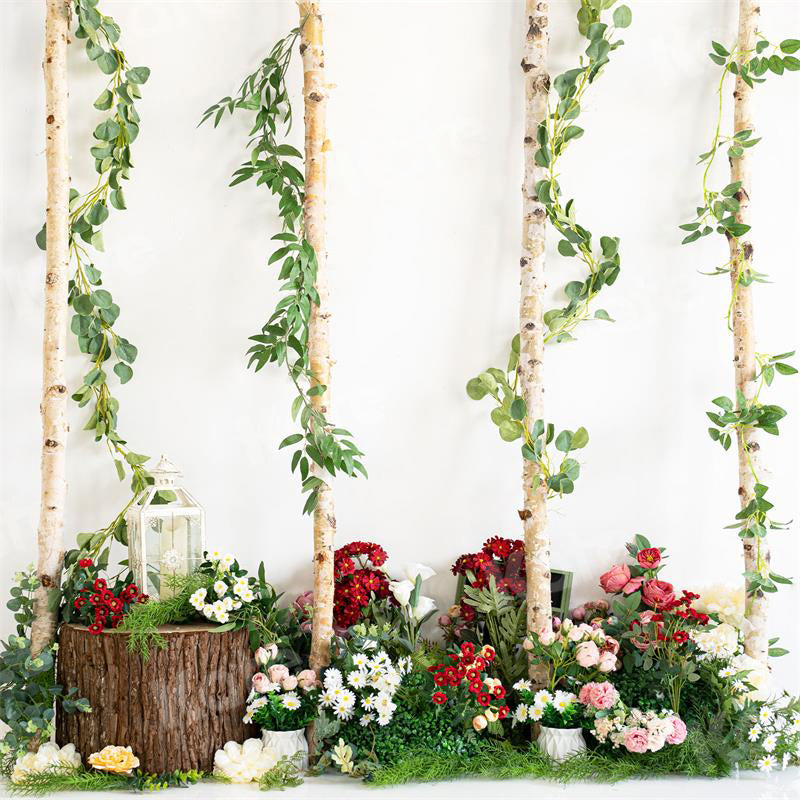 Kate写真撮影のための春の木の背景の花の緑の植物