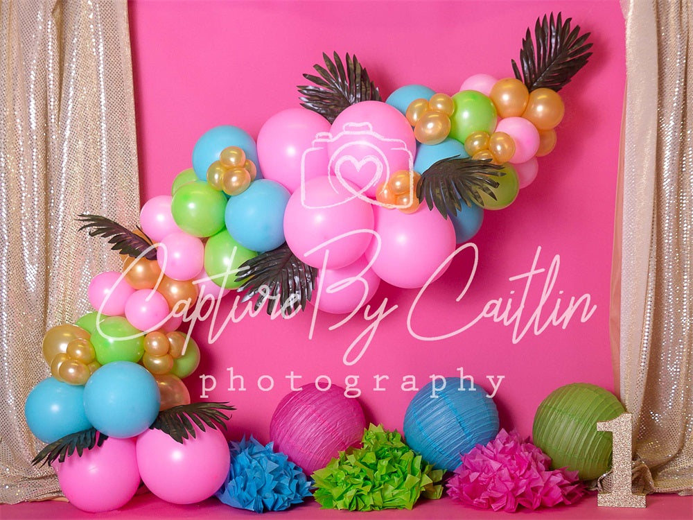 Katハワイアンバルーンガーランドの背景Caitlin Lynchデザイン