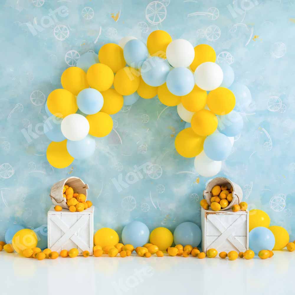 Kate夏のレモンバルーンの背景のベビーシャワーEmetselchデザイン