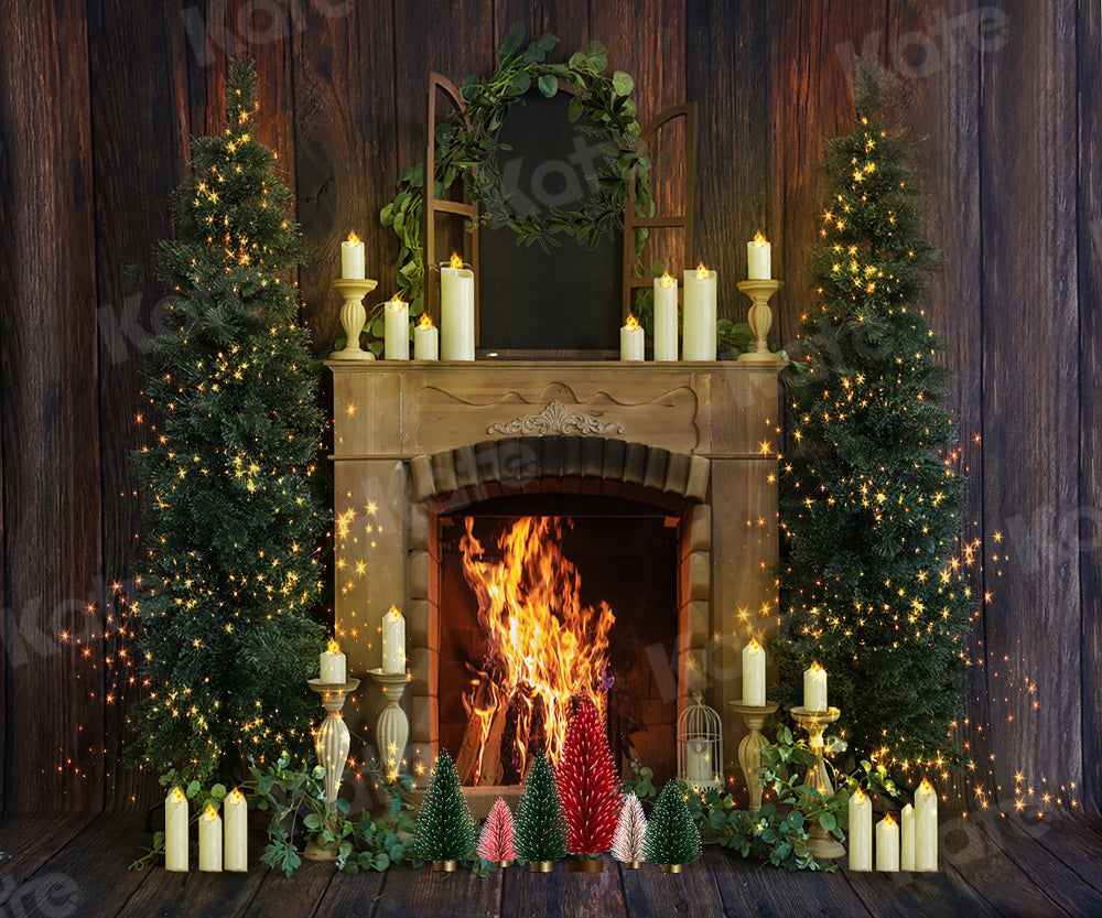 Kate写真クリスマスキャンドル暖炉の背景