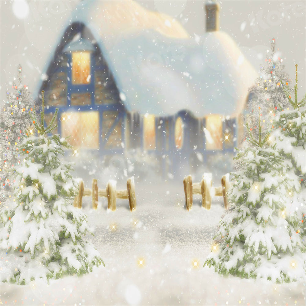 Kateクリスマス冬白い雪小さな町木家背景
