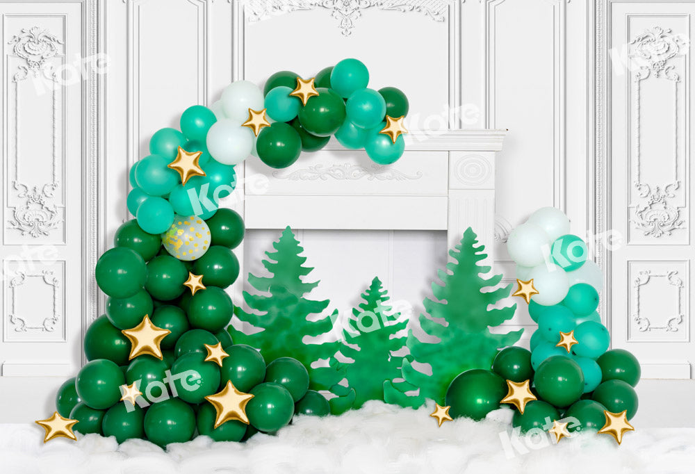 Kateクリスマスバルーン白い暖炉背景Chainデザイン