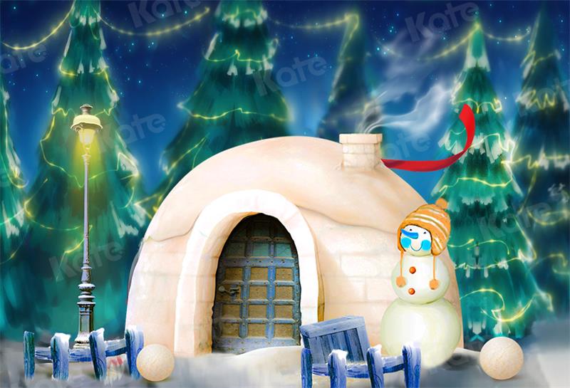 Kate森林スノールームクリスマスの冬雪だるまの背景