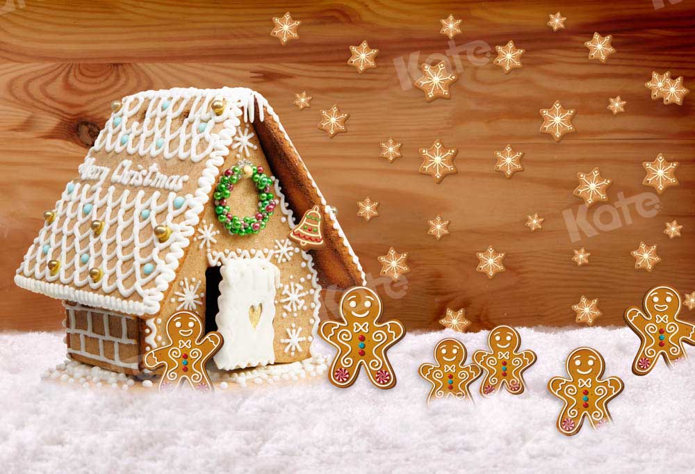 Kateクリスマス冬雪ジンジャーブレッドマン背景Chainデザイン