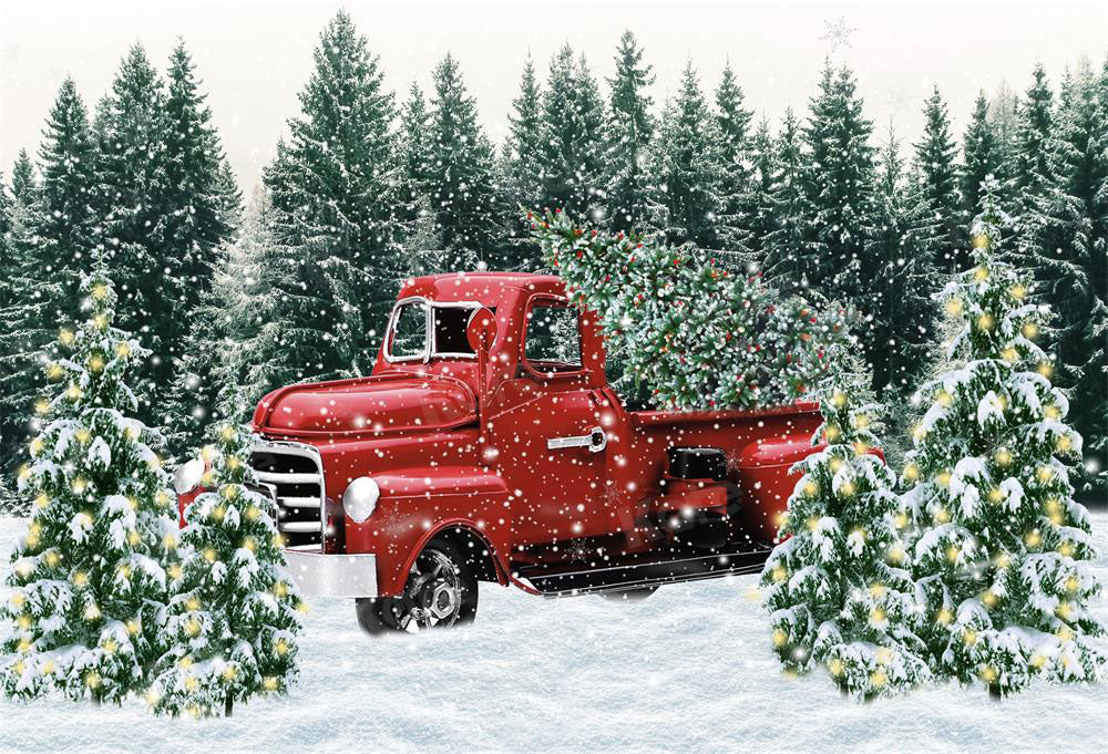 Kate冬雪クリスマスツリー赤いトラックの背景