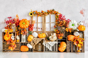 Kate秋かぼちゃたんじょびカエデの葉の背景Emetselchデザイン