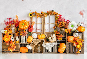 Kate秋かぼちゃたんじょびカエデの葉の背景Emetselchデザイン