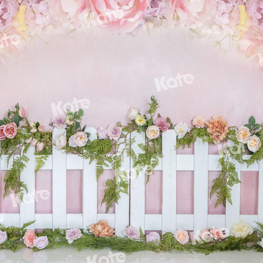 Kate春の庭の背景フラワーピンクの柵Emetselchデザイン