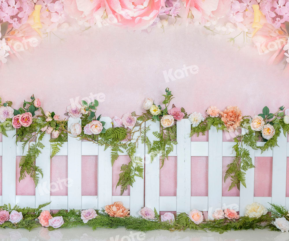 Kate春の庭の背景フラワーピンクの柵Emetselchデザイン