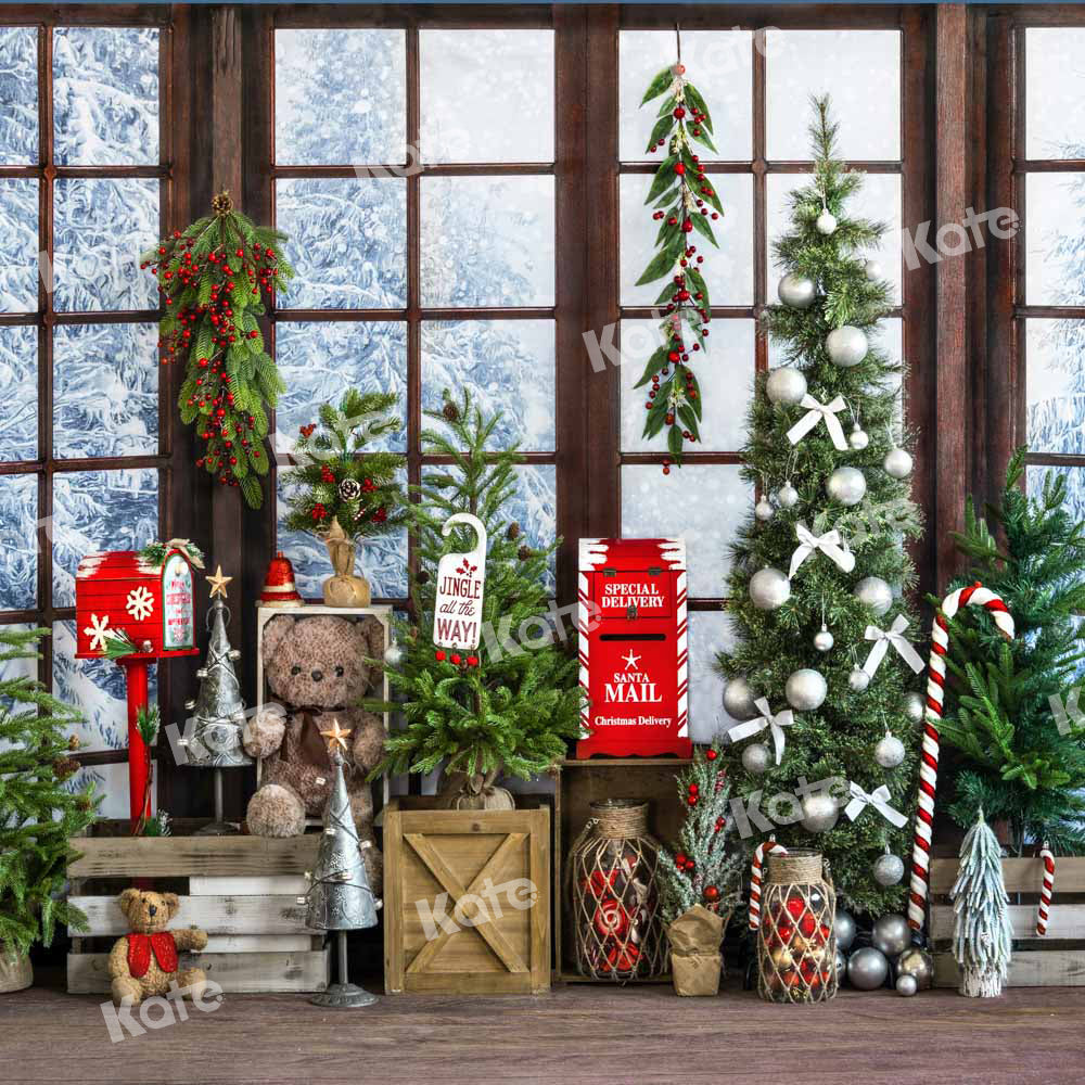 Kateクリスマスプレゼント窓雪景色の背景Emetselchデザイン
