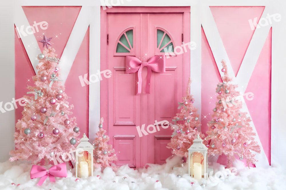 Kateピンクのクリスマスツリーお姫様ドアの背景Emetselchデザイン