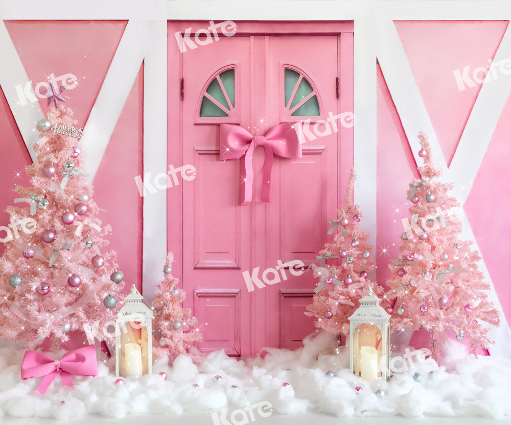 Kateピンクのクリスマスツリーお姫様ドアの背景Emetselchデザイン