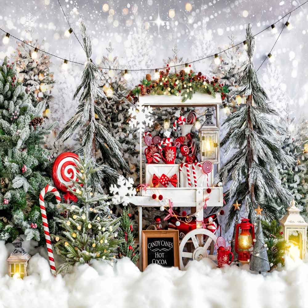 Kateクリスマスの背景ホットココア屋外雪Chainデザイン
