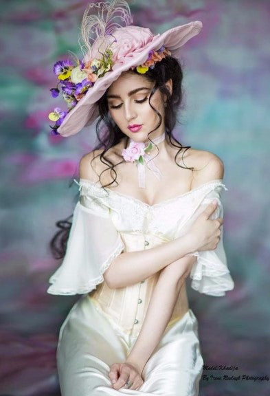 Kate ポートレート写真のようなピンクの花の背景布