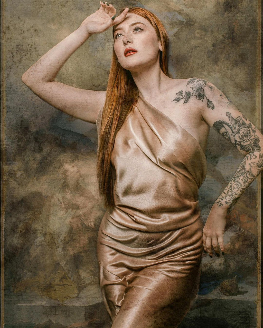 Kate 茶色の油絵/青いテクスチャ折り畳み式背景写真5X6.5ft（1.5x2m）