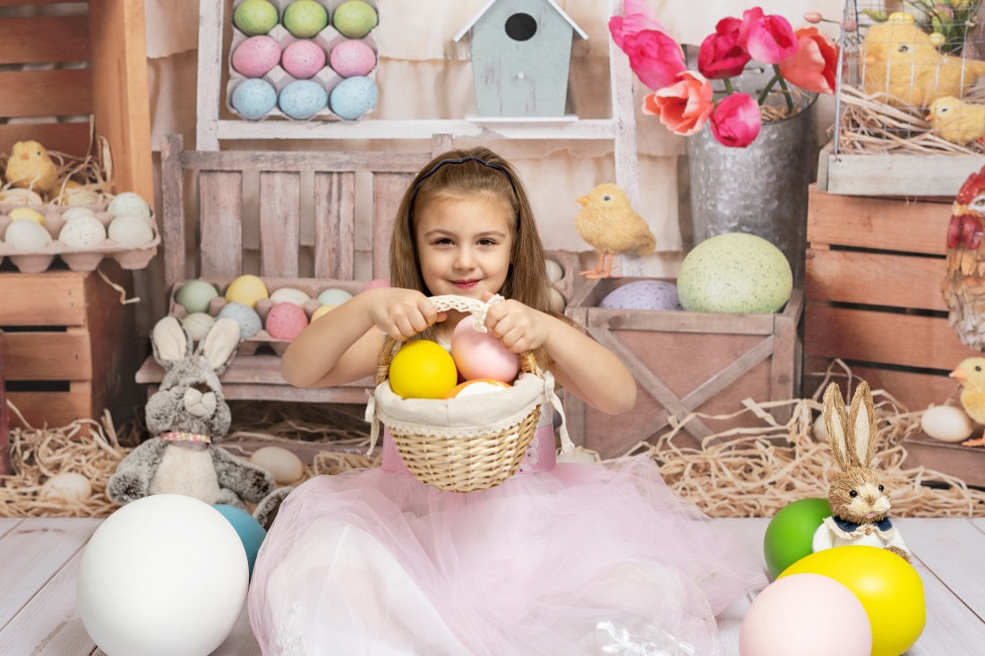 Kate カラフルな卵ハッピーイースター背景布