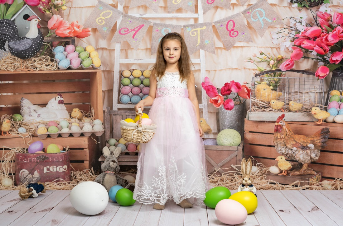 Kate カラフルな卵ハッピーイースター背景布