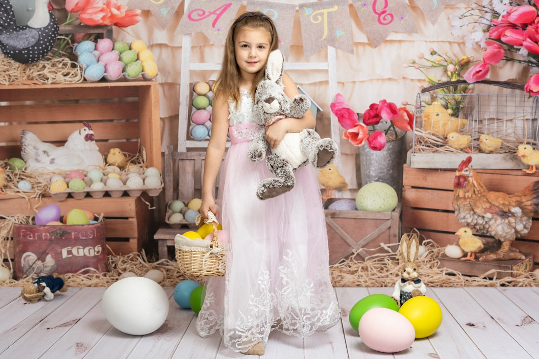 Kate カラフルな卵ハッピーイースター背景布