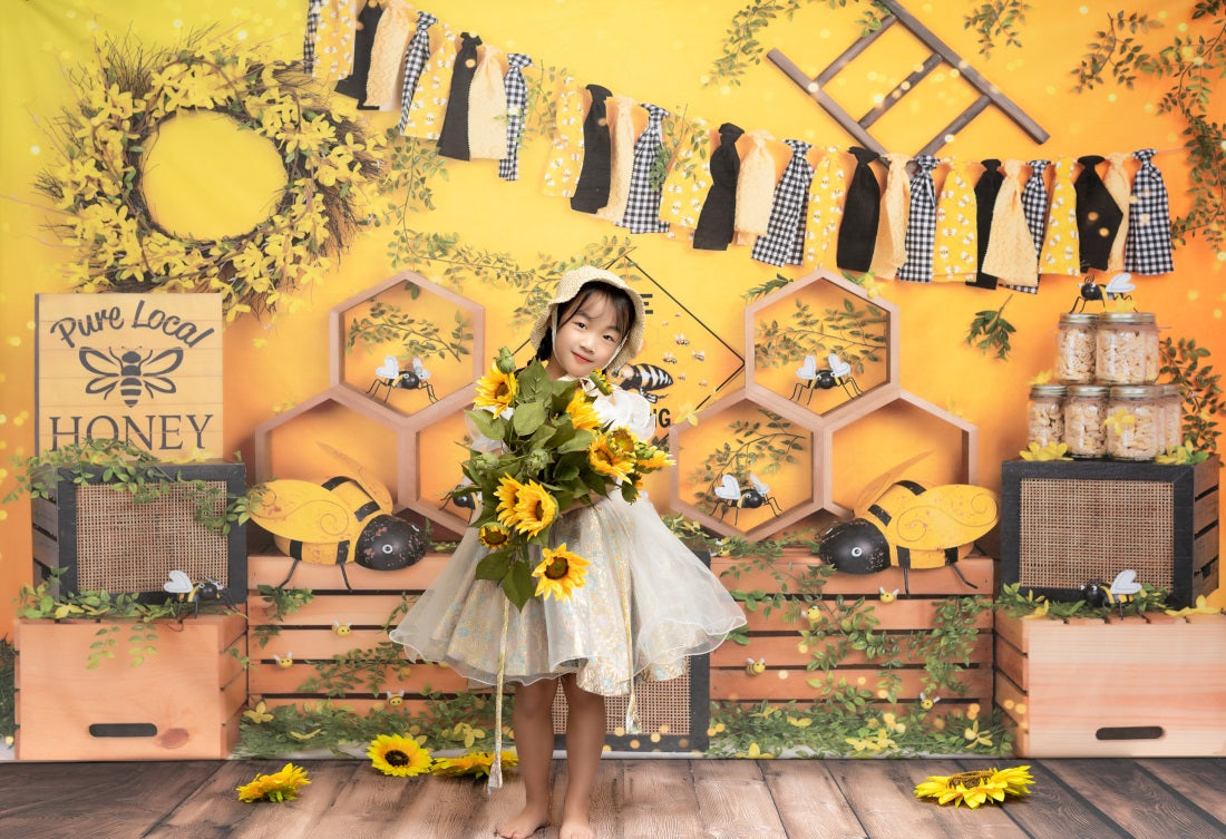 Kate 写真のための蜂の夏のケーキスマッシュ蜂蜜の背景Emetselch設計