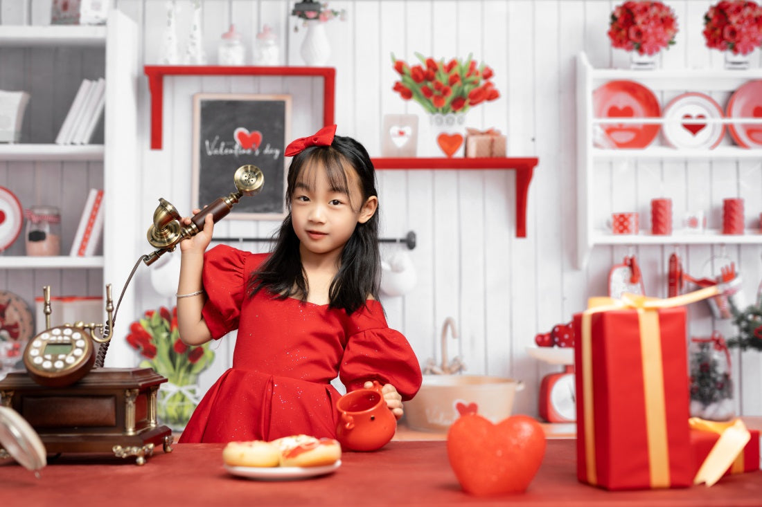 Kate 写真撮影のためのバレンタインデーの愛焼きキッチンの背景