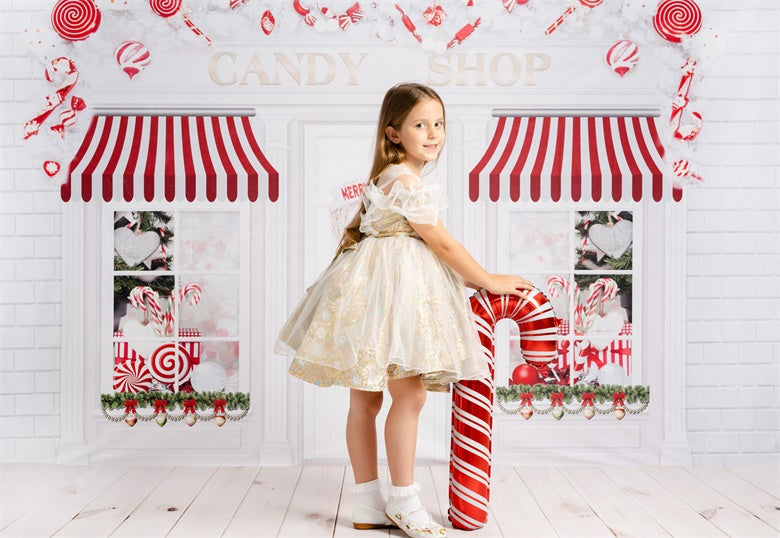 Kate 写真撮影のためのクリスマス菓子店の背景