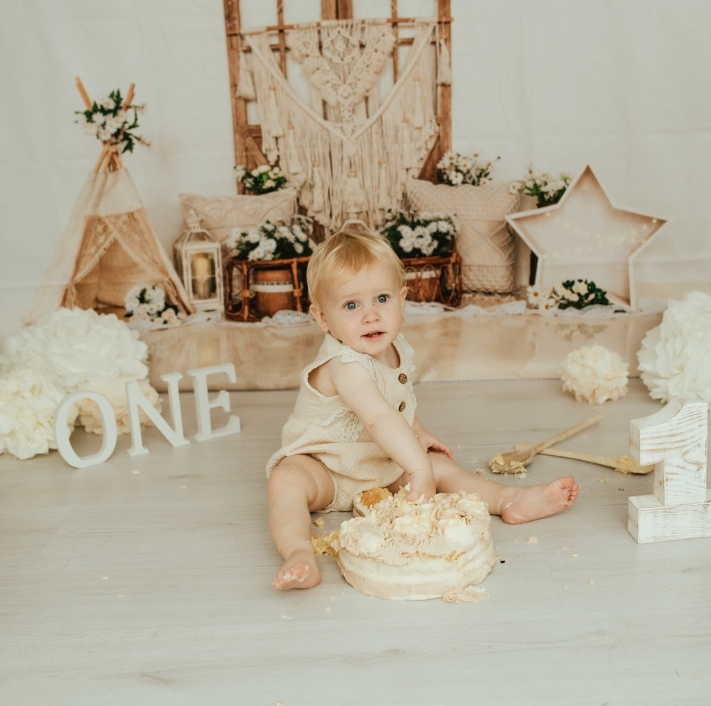 kate自由奔放に生きる納屋のドアデイジーの花の背景