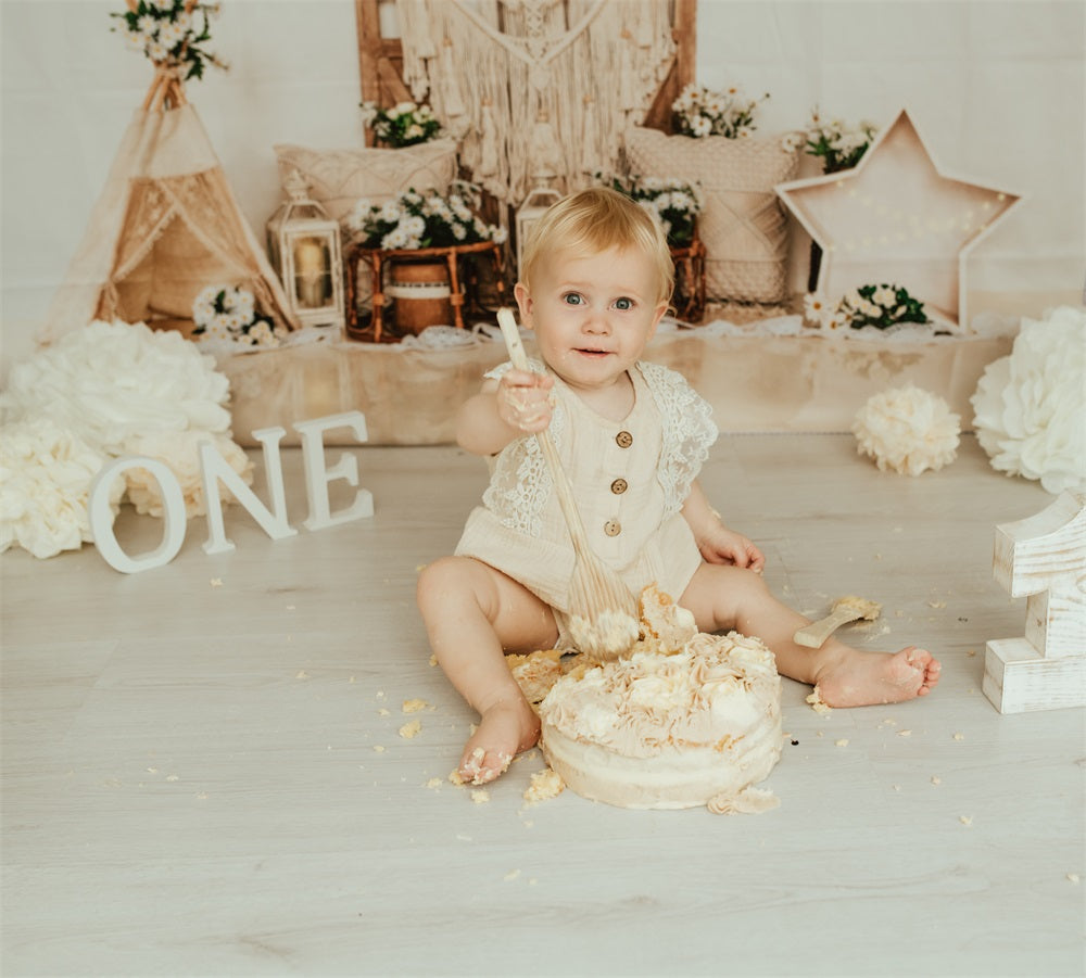 kate自由奔放に生きる納屋のドアデイジーの花の背景