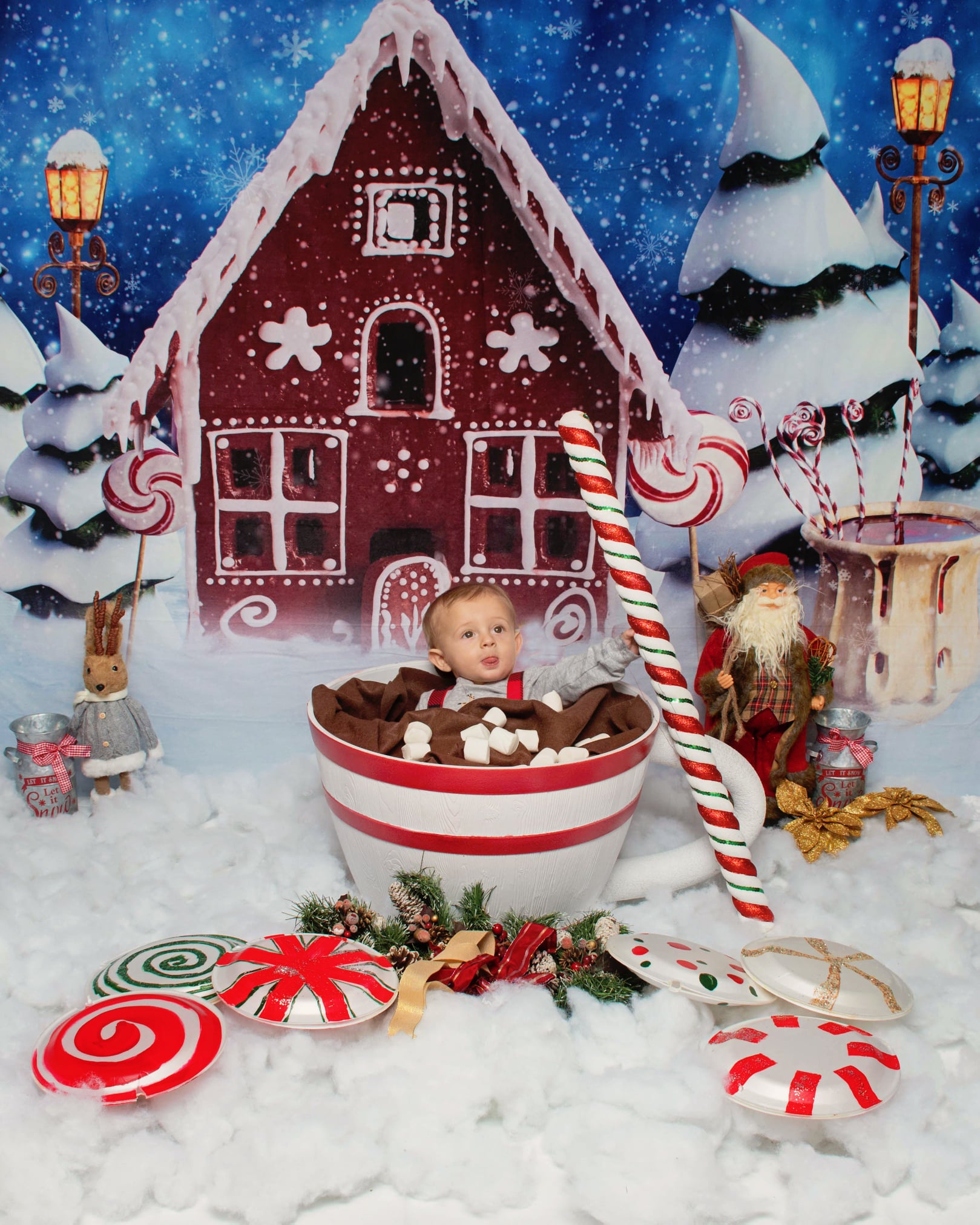 Kate クリスマスキャンディスノーキャビンの背景