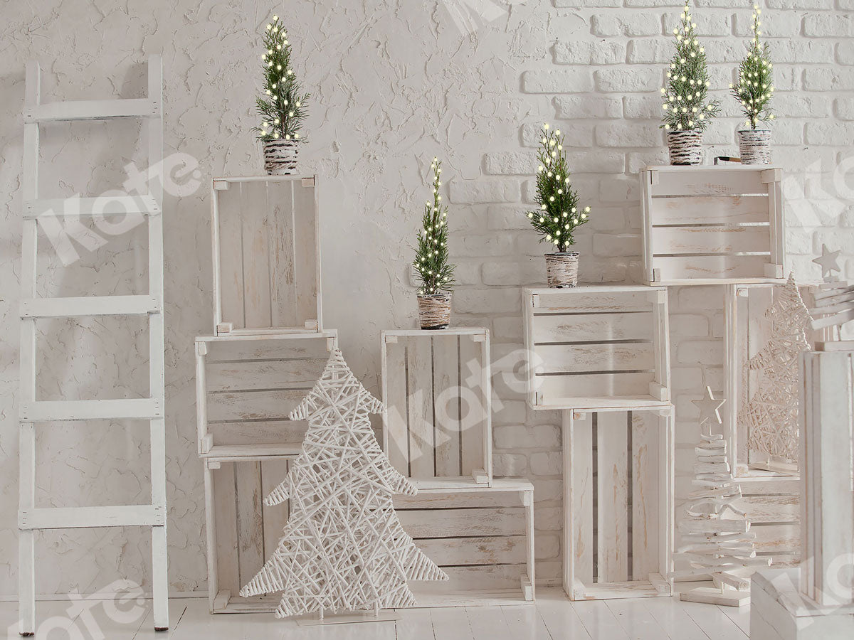 Kate 写真の白い木製ケースクリスマス背景
