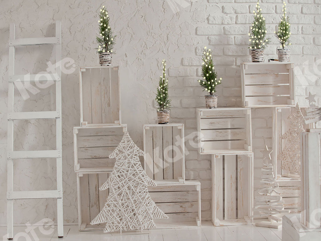 Kate 写真の白い木製ケースクリスマス背景