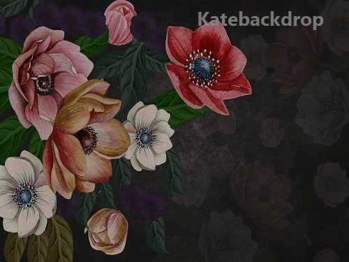Kate写真撮影のための母の日フローラルヴィンテージフローラルブラックの背景JS Photography