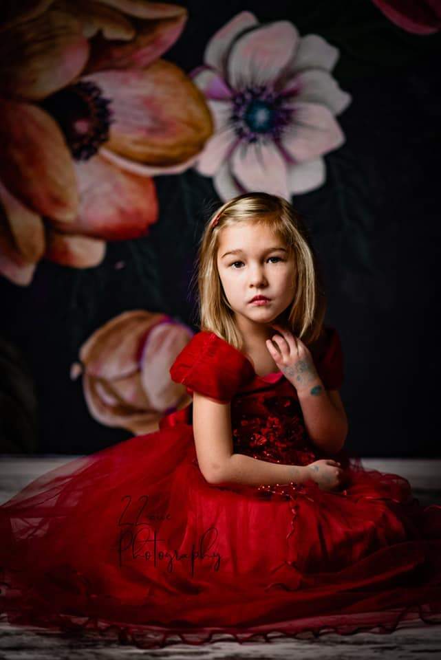 Kate写真撮影のための母の日フローラルヴィンテージフローラルブラックの背景JS Photography