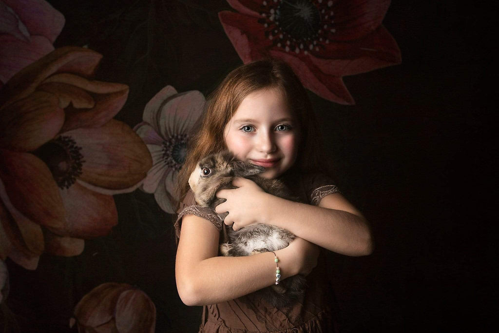 Kate写真撮影のための母の日フローラルヴィンテージフローラルブラックの背景JS Photography