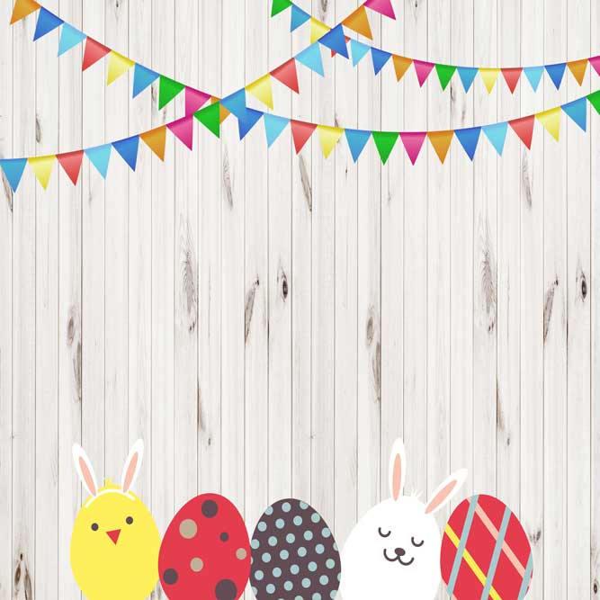 Kate 写真撮影のための卵と装飾の背景を持つイースター木製の壁