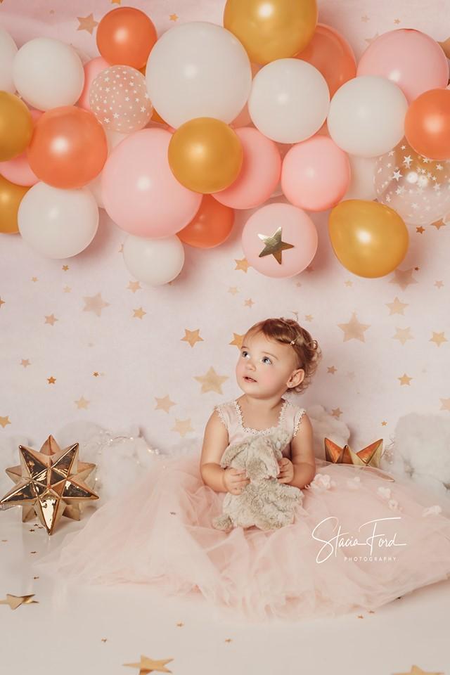 Kate子供の写真撮影のためのゴールデンスターピンクの誕生日の背景JFCCデザイン