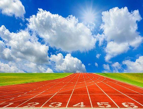 Katebackdrop鎷㈡綖Kate Running Track Blue Sky Backdrop Sport