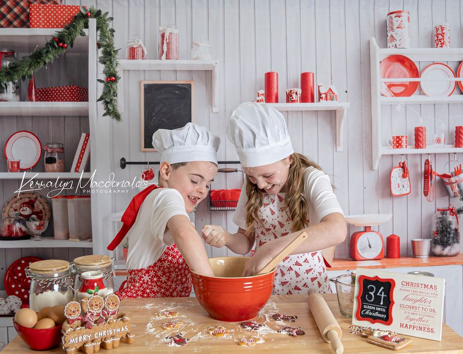 kate クリスマス白い壁のキッチンの背景布 写真撮影用