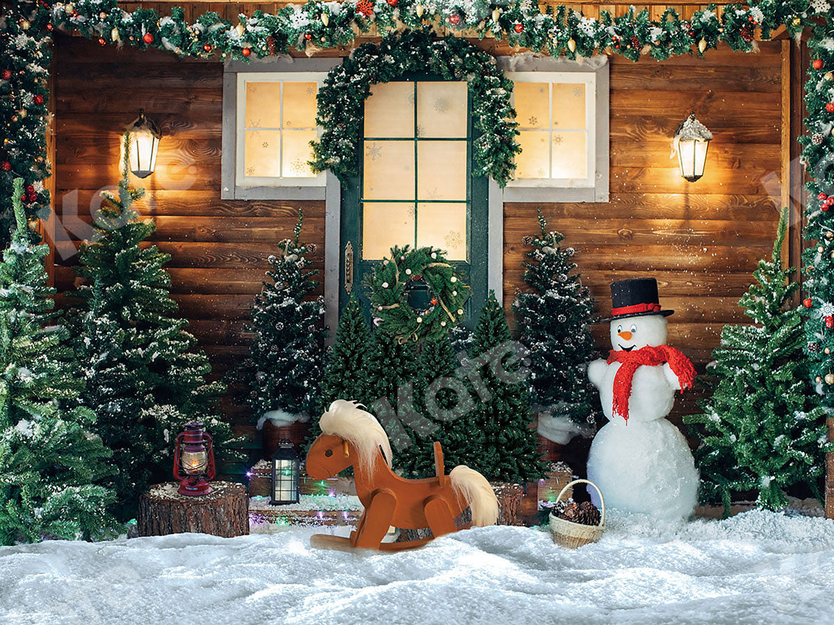 Kate 冬の雪だるまクリスマスツリー屋外背景