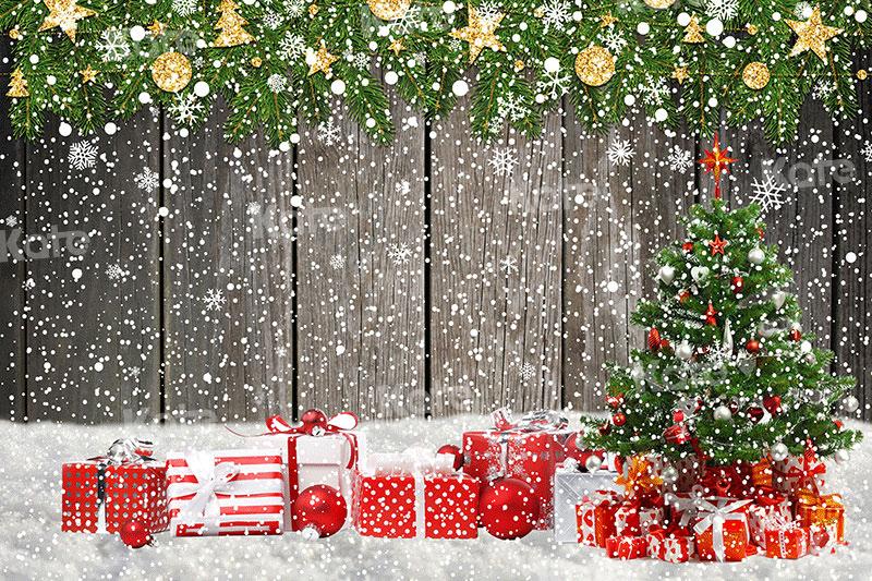 Kate 写真撮影のためのクリスマスの木の雪の背景
