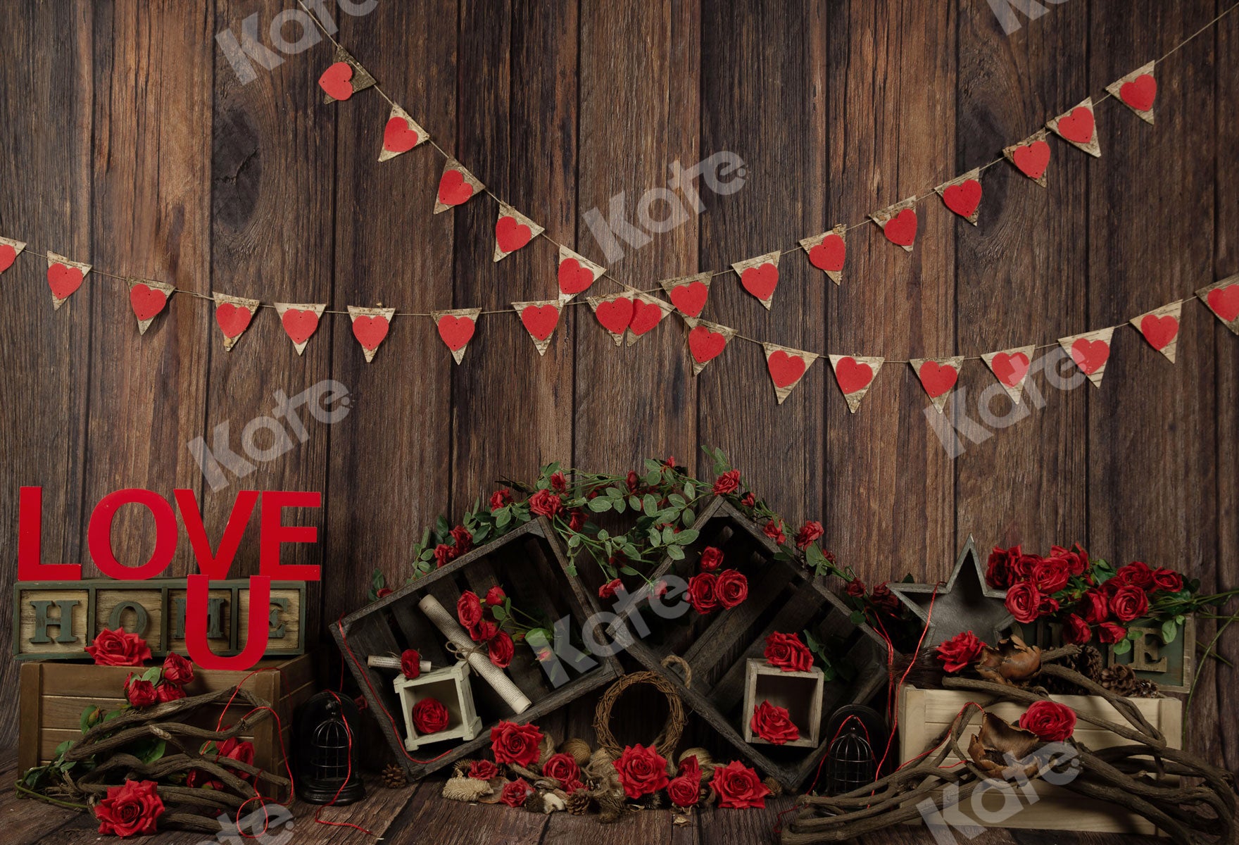 Kate バレンタインデーの背景にブラウンのウッドケース によって設計されたコレクション:Jia Chan