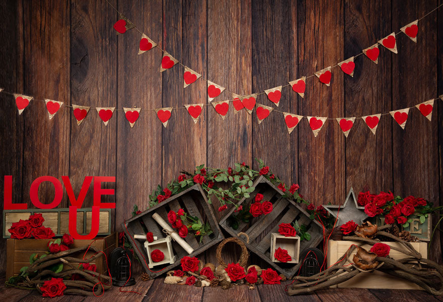 Kate バレンタインデーのバラの木製の背景