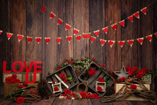 Kate バレンタインデーのバラの木製の背景