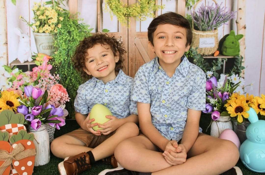 Kate花の納屋のドアのイースターの背景Jia Chan写真撮影