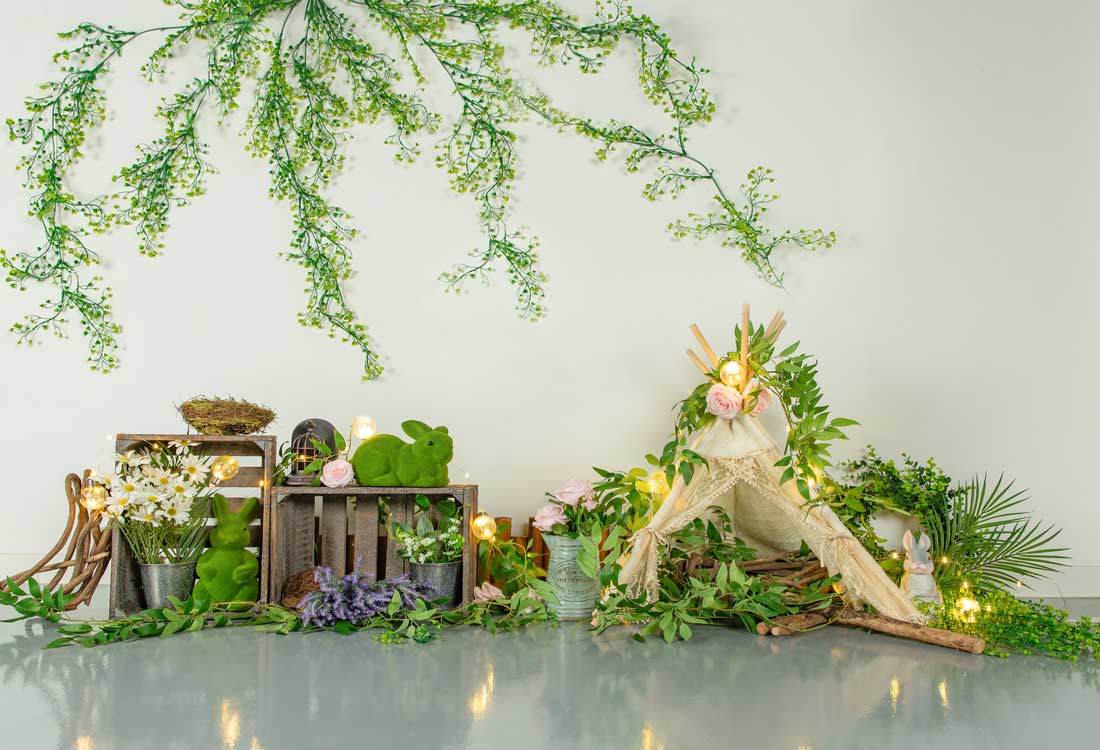 Kate 春\イースター緑の葉の背景を設計