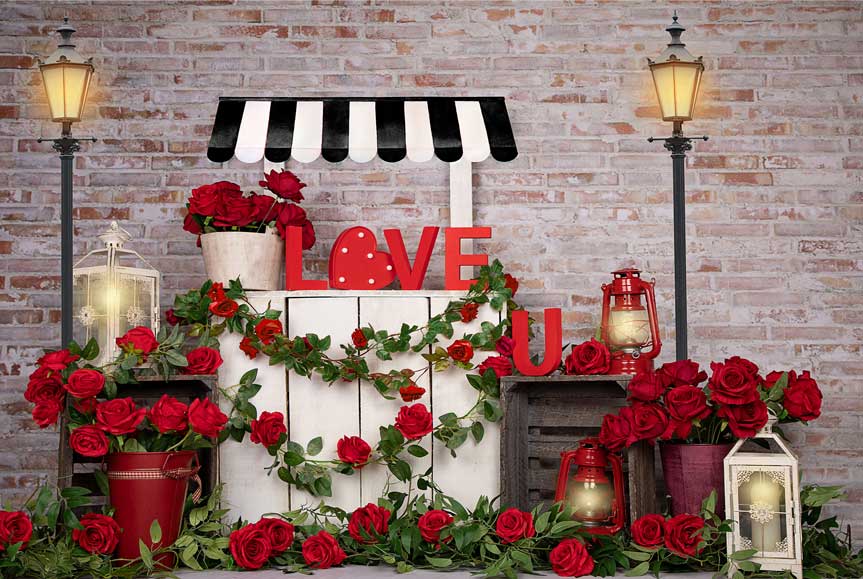 Kate レンガの壁バレンタインデーの背景によって設計された  Emetselch