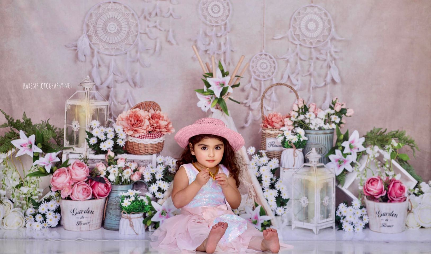 kate 春の自由奔放に生きるテントの花ドリームキャッチャーの背景