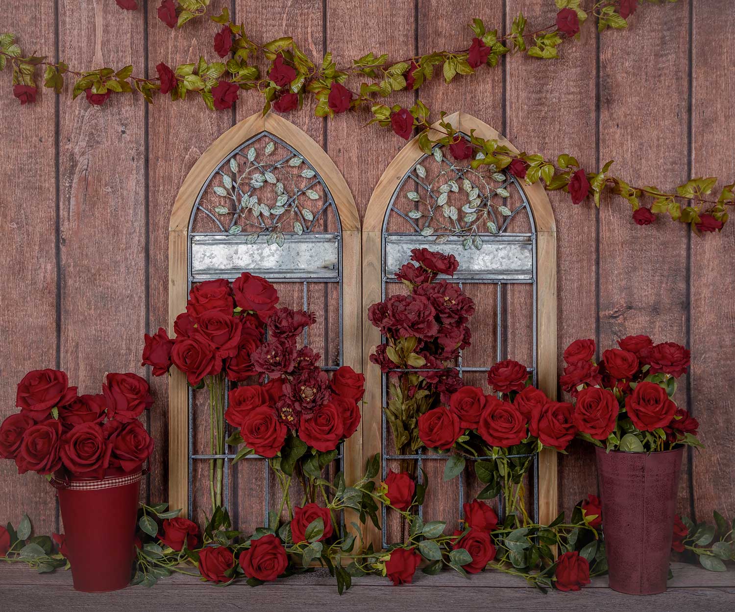 Kate バレンタインデーのバラの白いドアライトの背景