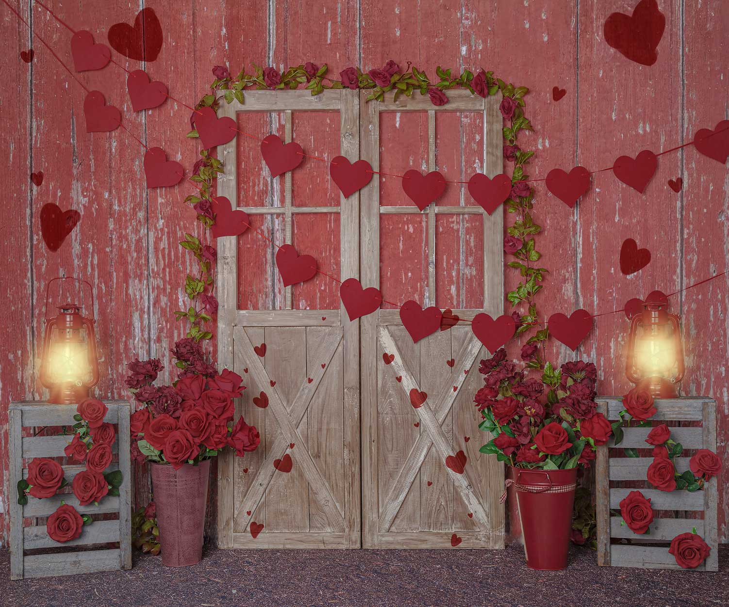Kate バレンタインデーのバラライトレッドウッドの背景
