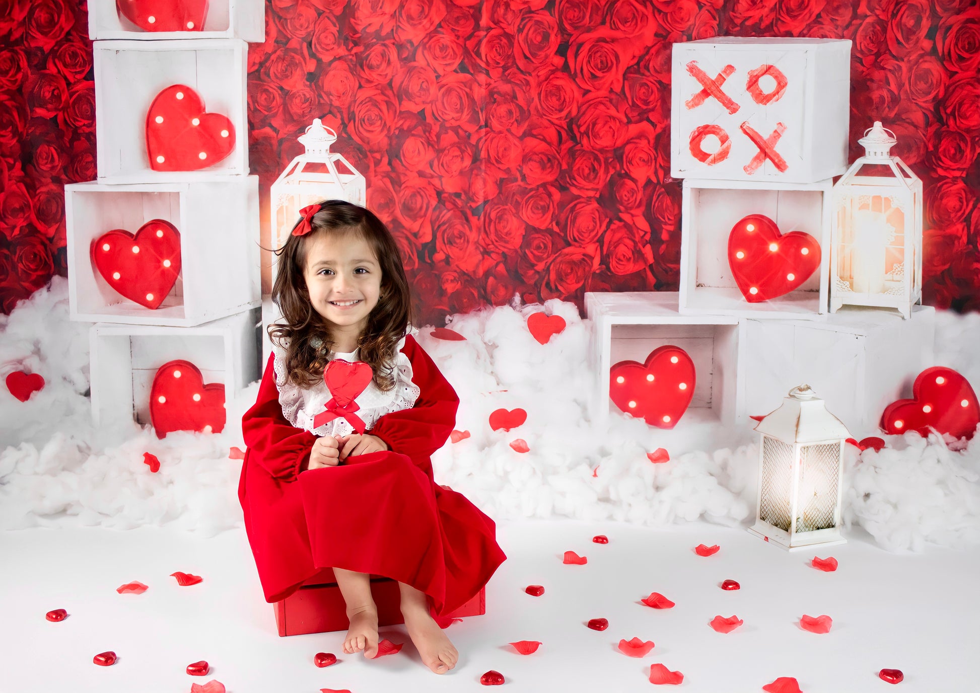 Kate 赤いバラのバレンタインデーの写真撮影の背景